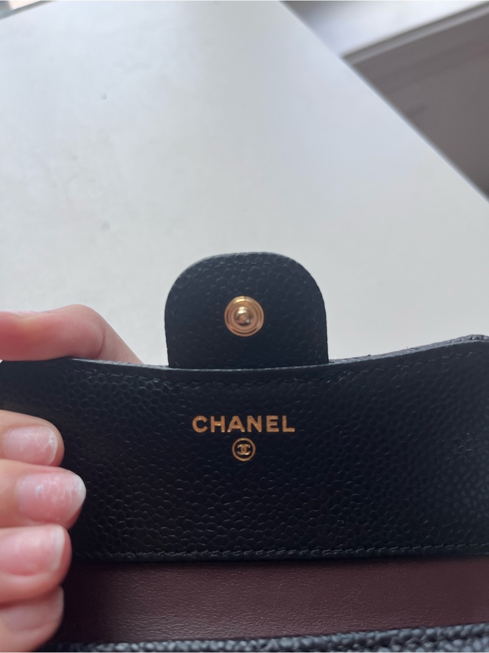 CHANEL Black Quilted Caviar Leather Small Wallet with Gold CC - Picture 3 of 7